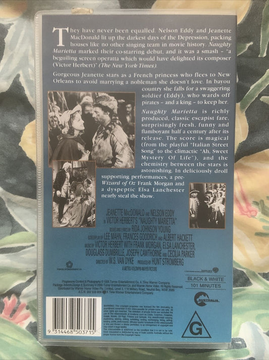 Rare VHS NAUGHTY MARIETTA 1935 WB Nelson Eddy Jeanette MacDonald 2000 Issue Vide