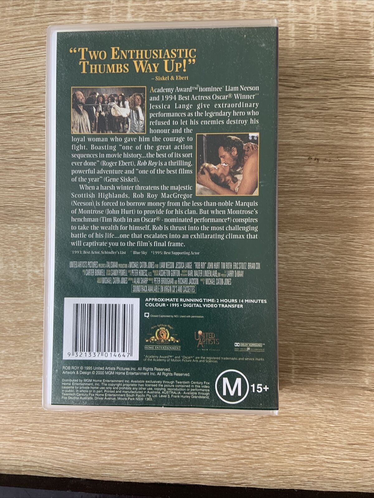 Rare VHS ROB ROY 1995 MGM UA Liam Neeson & Jessica Lange Historic Drama Video