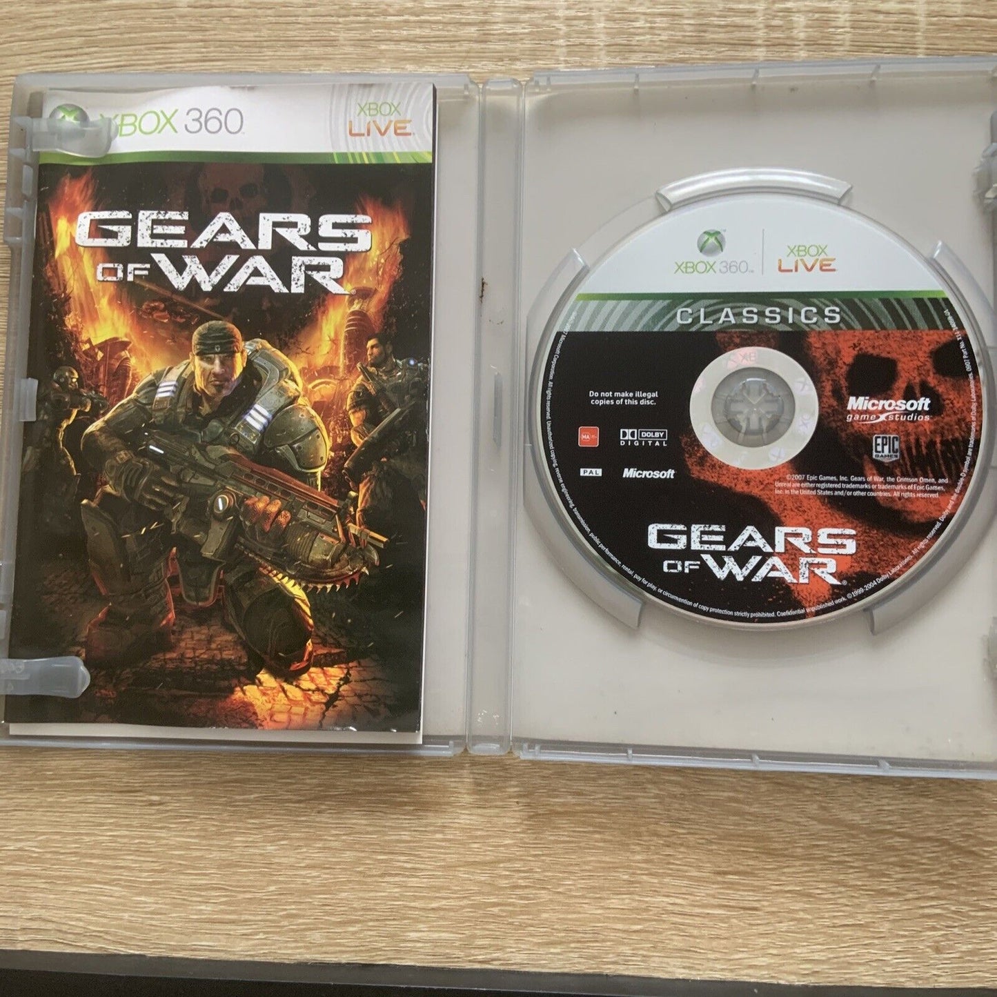 XBOX 360 GEARS OF WAR Complete 2006 PAL Microsoft Live Features +Manual