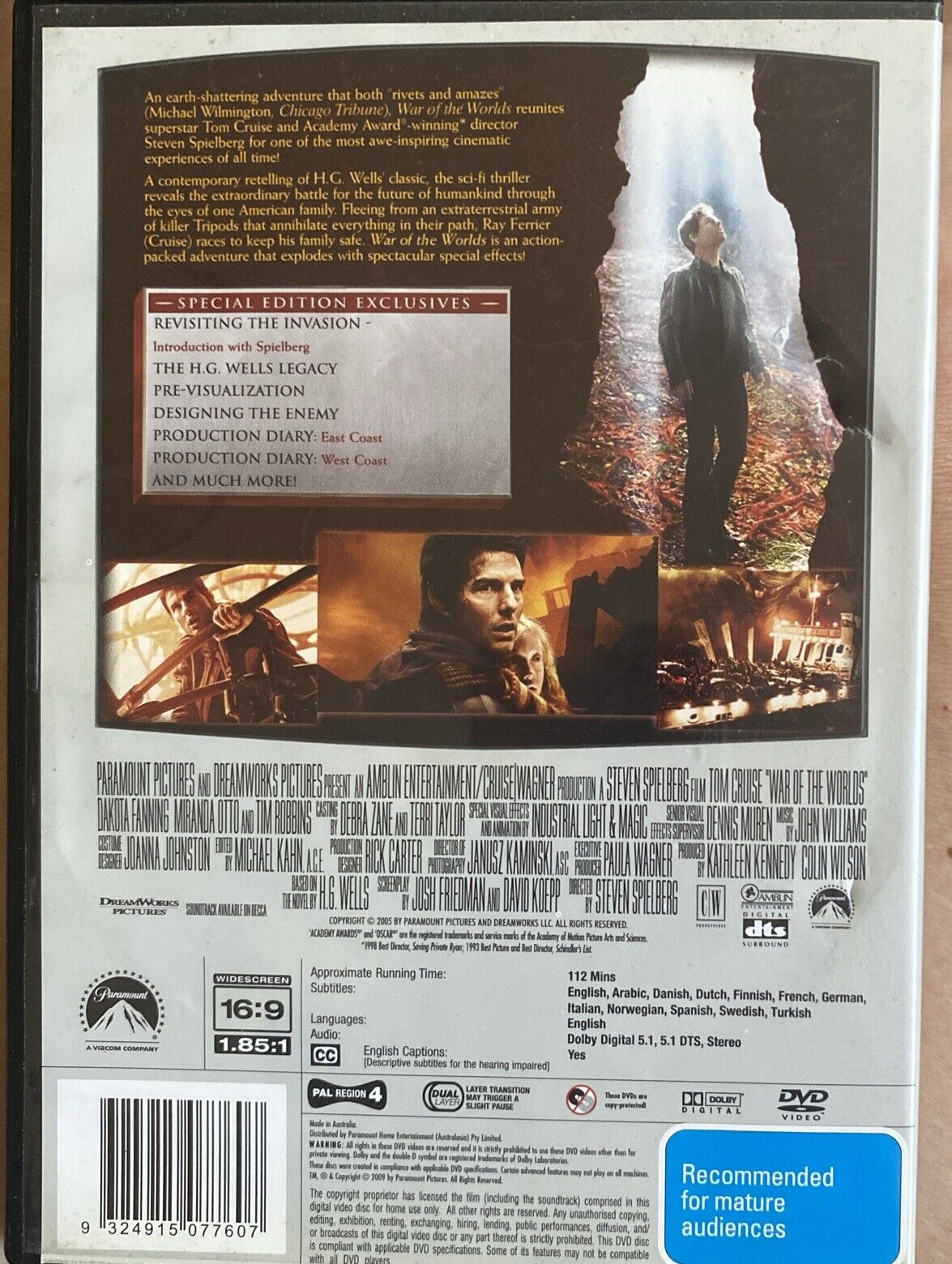 DVD War Of The Worlds Platinum Collection 2 Disc M R4 2005 Paramount Tom Cruise