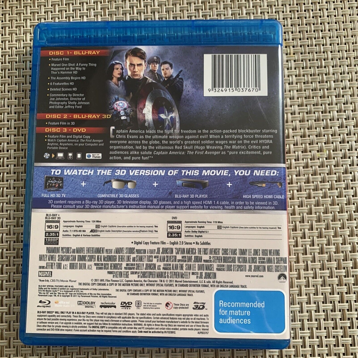 Blu-Ray CAPTAIN AMERICA the First Avenger Limited 3D Edition 3 Disc Set Complete