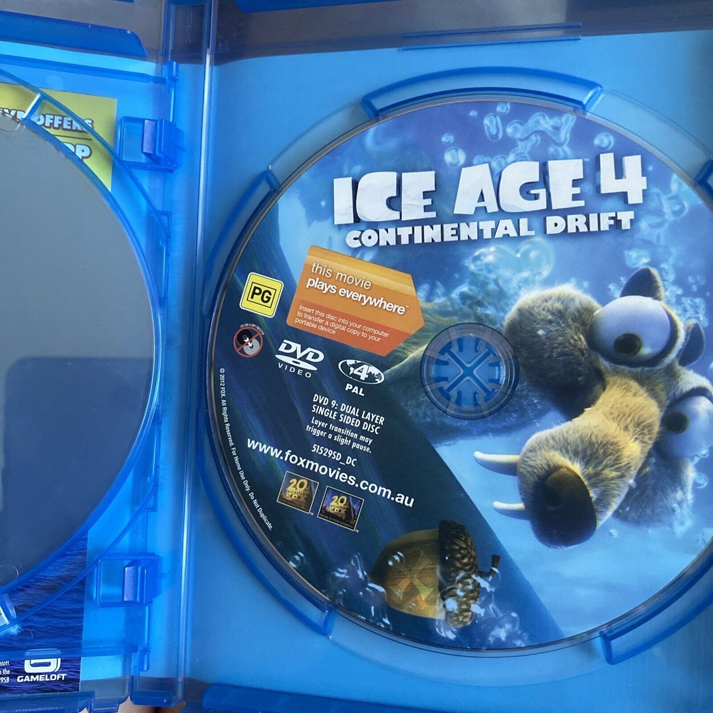 Blu-Ray ICE AGE 4 Continental Drift TRIPLE PLAY Case  + DVD (No DIGITAL COPY)
