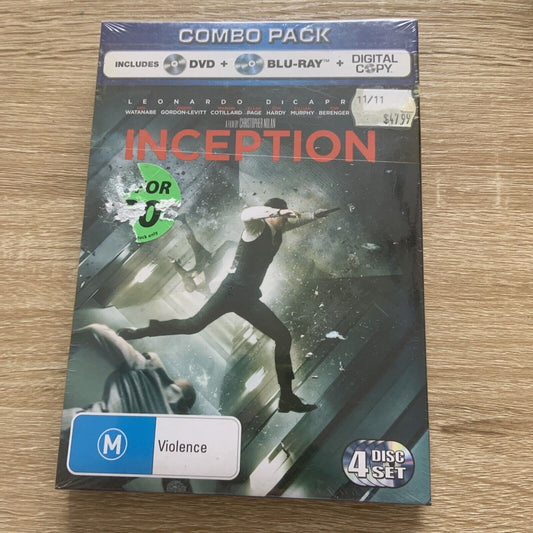 Blu-Ray INCEPTION 4 Disc DVD Set + BLU-RAY Combo Pack Digital Copy Sealed NEW