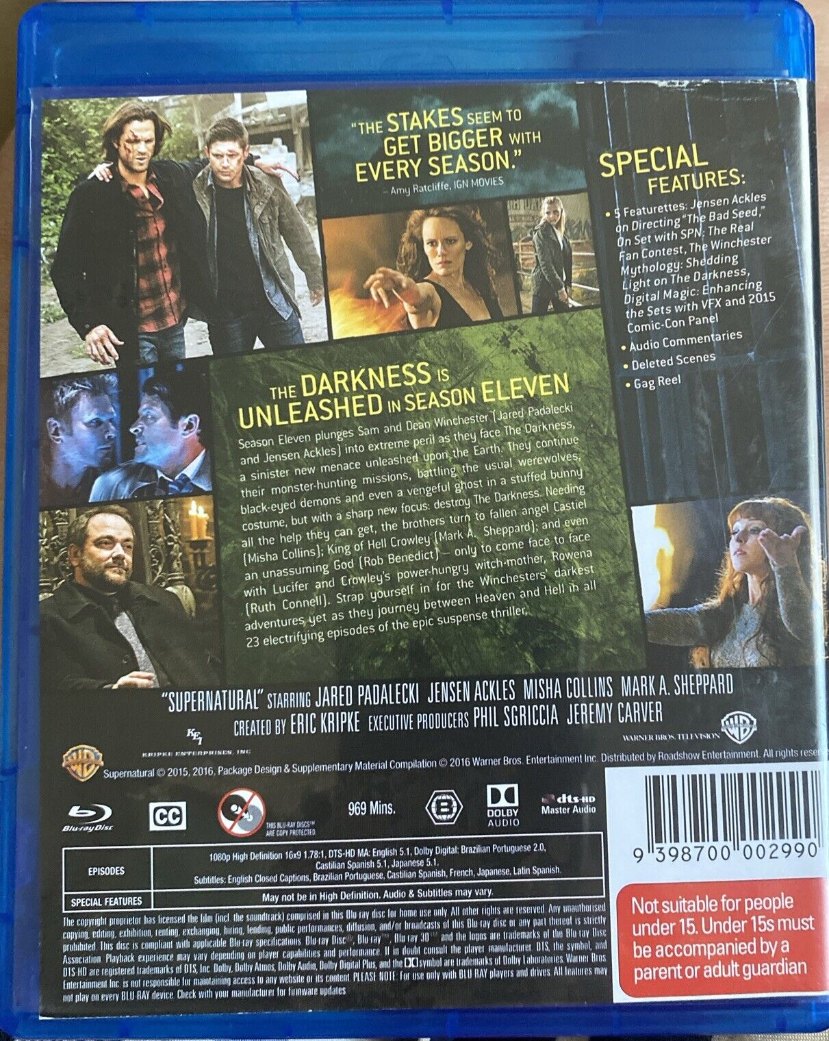Blu-Ray SUPERNATURAL 11th Season 2015 4 Disc Set HD + Special Features Region B