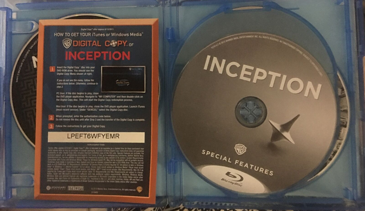 Blu-Ray INCEPTION 4 Disc Set DVD Digital Copy COMBO PACK