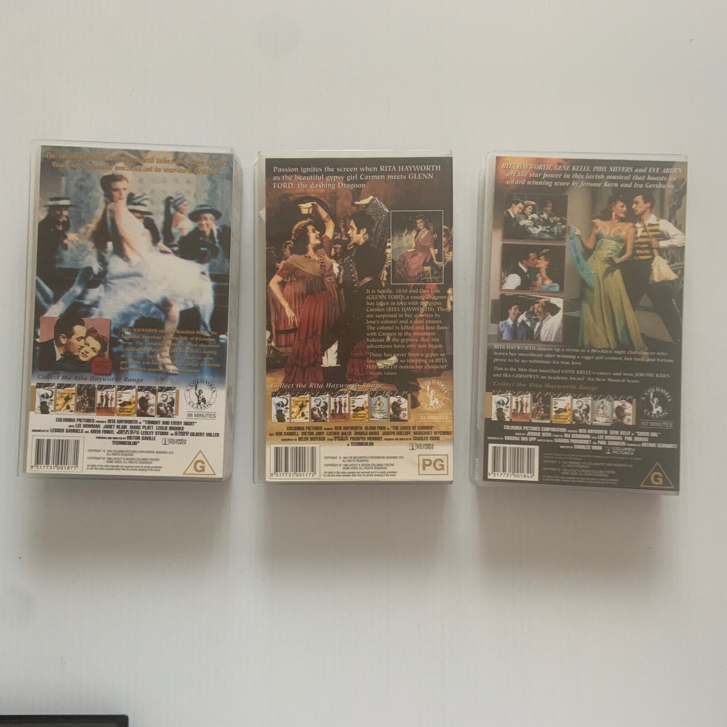 3 VHS Bundle Lot RITA HAYWORTH Tonight and Every Night Carmen Cover Girl Siren