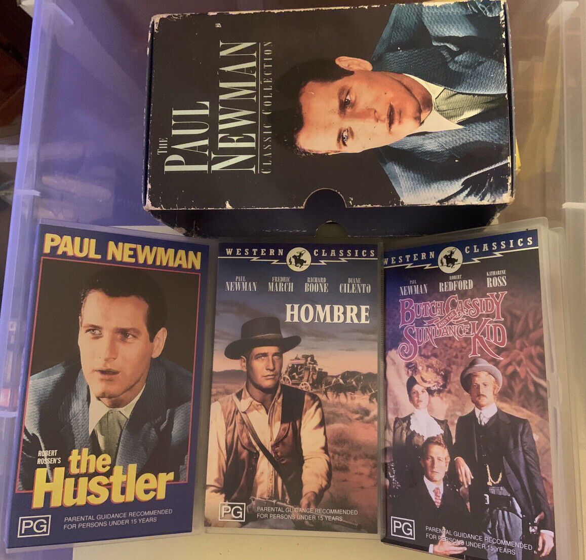 3 VHS Set THE PAUL NEWMAN Classic Collection Movie Film WESTERNS Slipcase