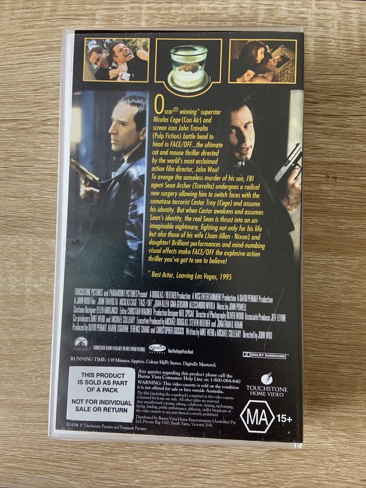 VHS FACE OFF PAL Australian Release Nicolas Cage John Travolta Video Tape