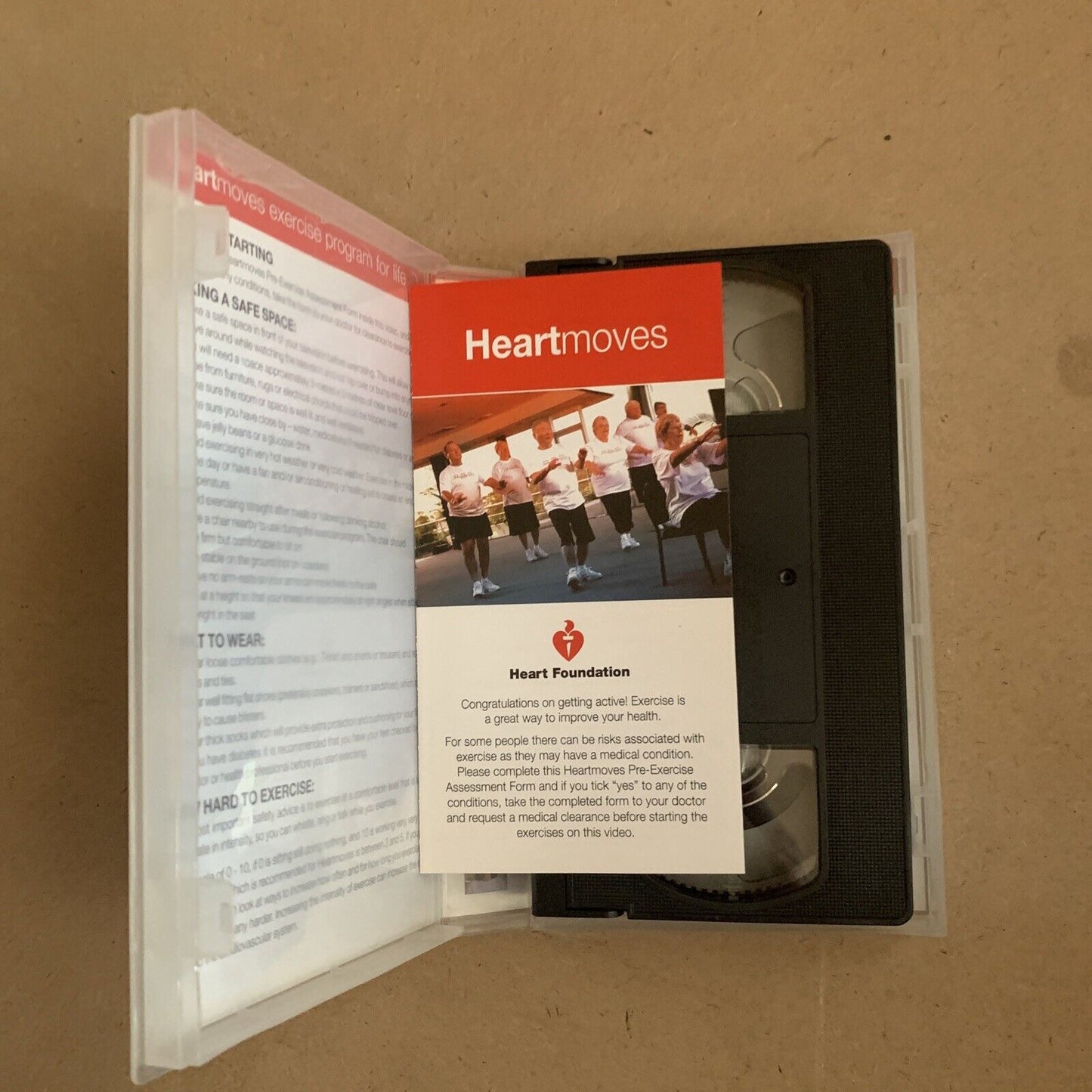 VHS HEARTMOVES Exercise Program For Life Heart Foundation 60min Sticker Mark