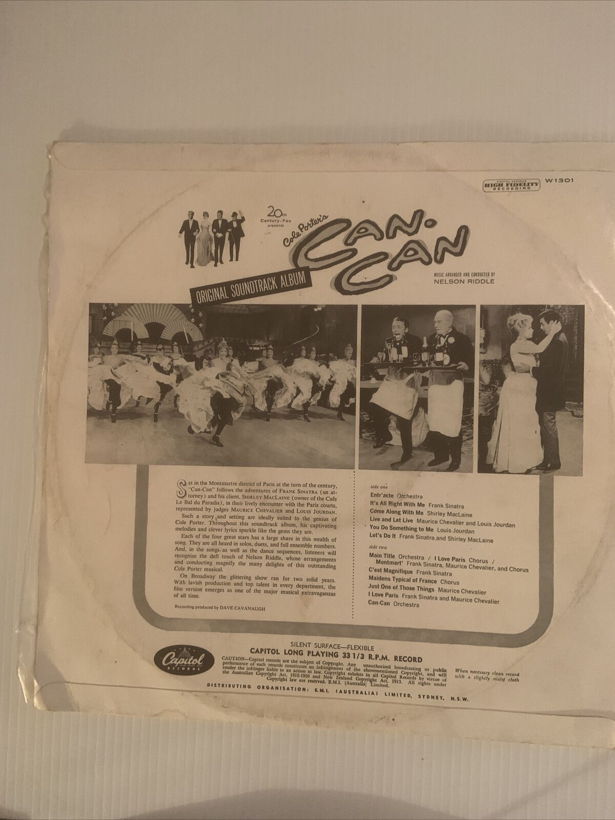 Vinyl LP Cole Porters CAN CAN Album Sinatra McLean Original Soundtrack Record
