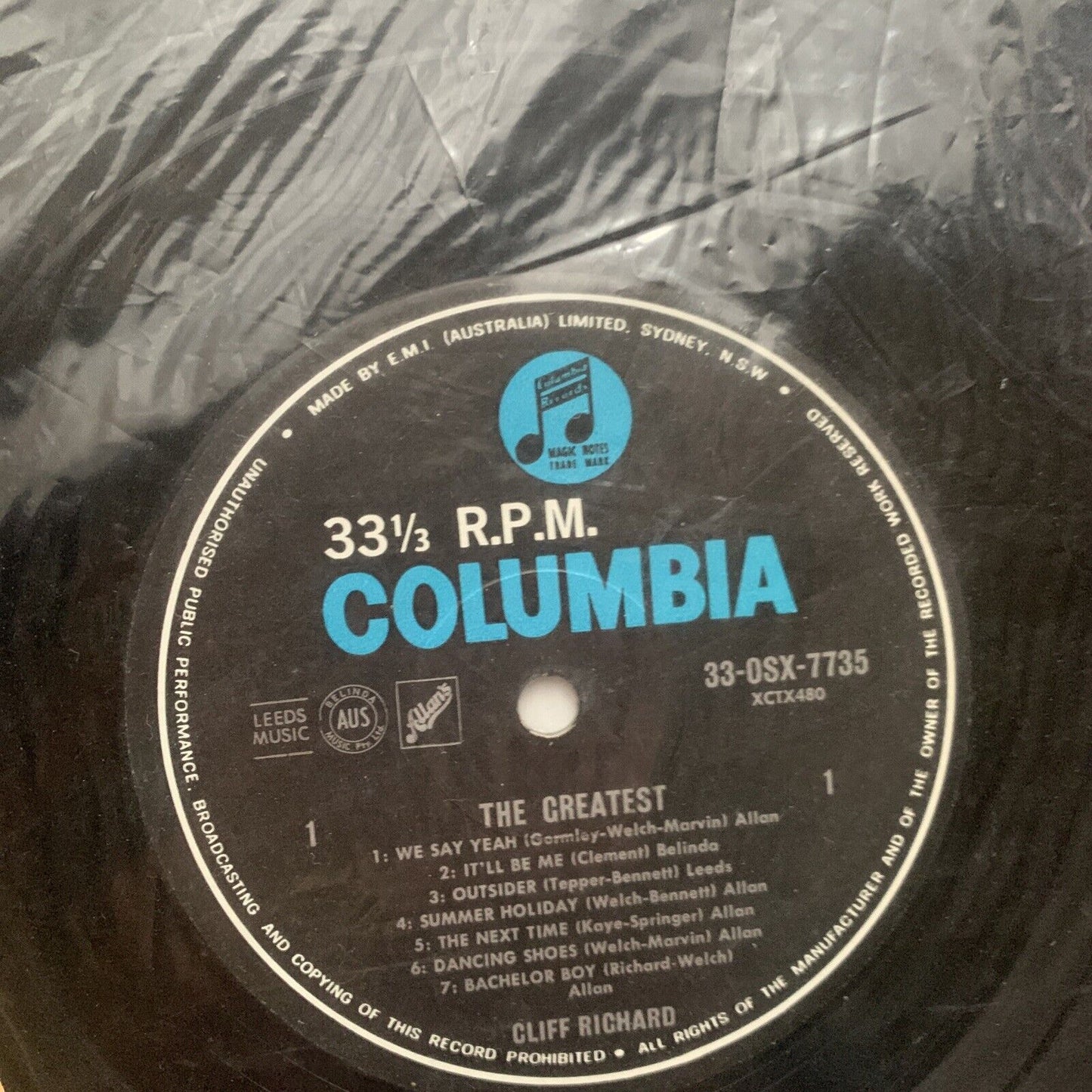 Vinyl LP The Greatest Cliff Richard Oz 1st Press Columbia 1960s Mono 33OSX 7735