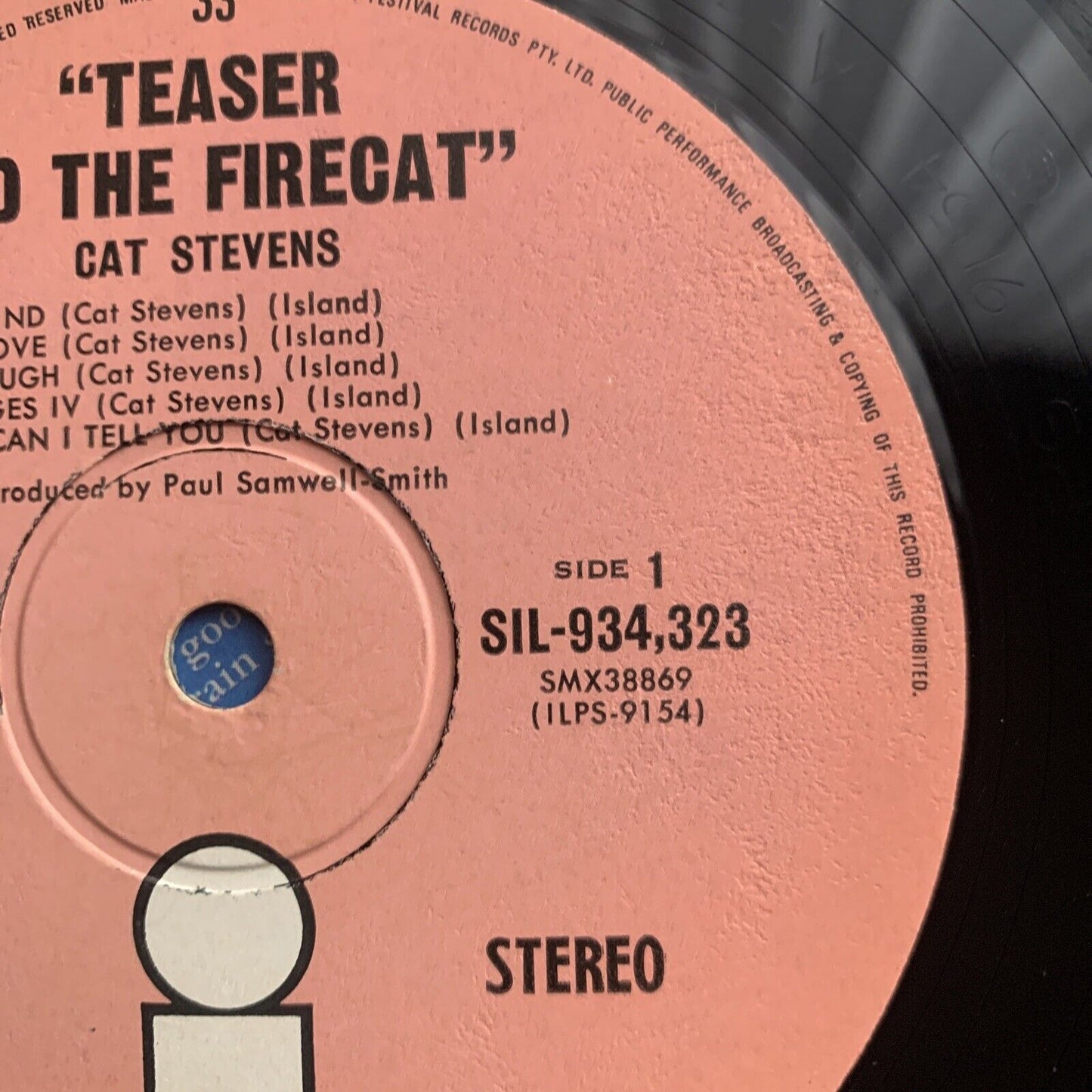 Vinyl LP Cat Stevens Teaser and the Firecat Original Australia Festival Records