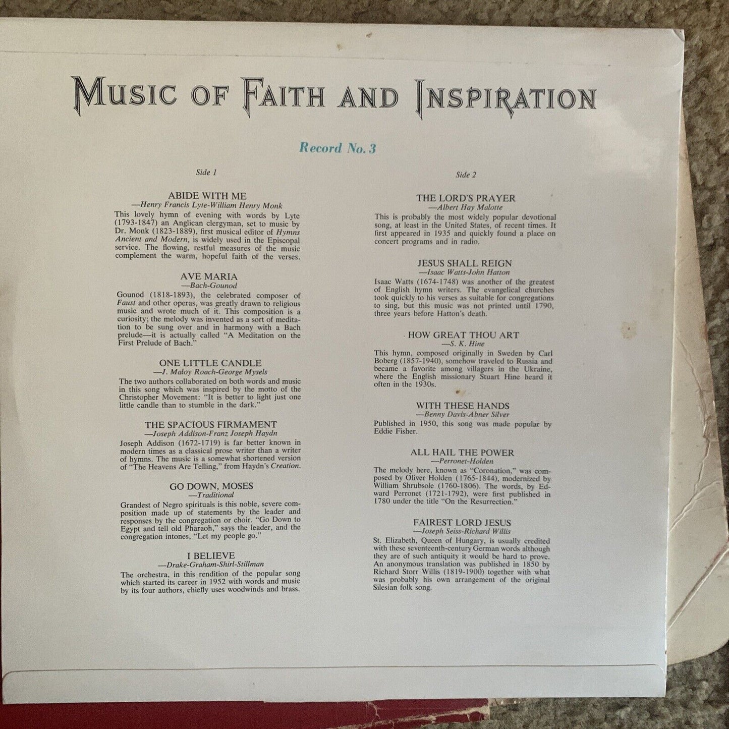 Vinyl LP Box Set Music Of Faith And Inspiration Readers Digest 12" 3 Records RCA