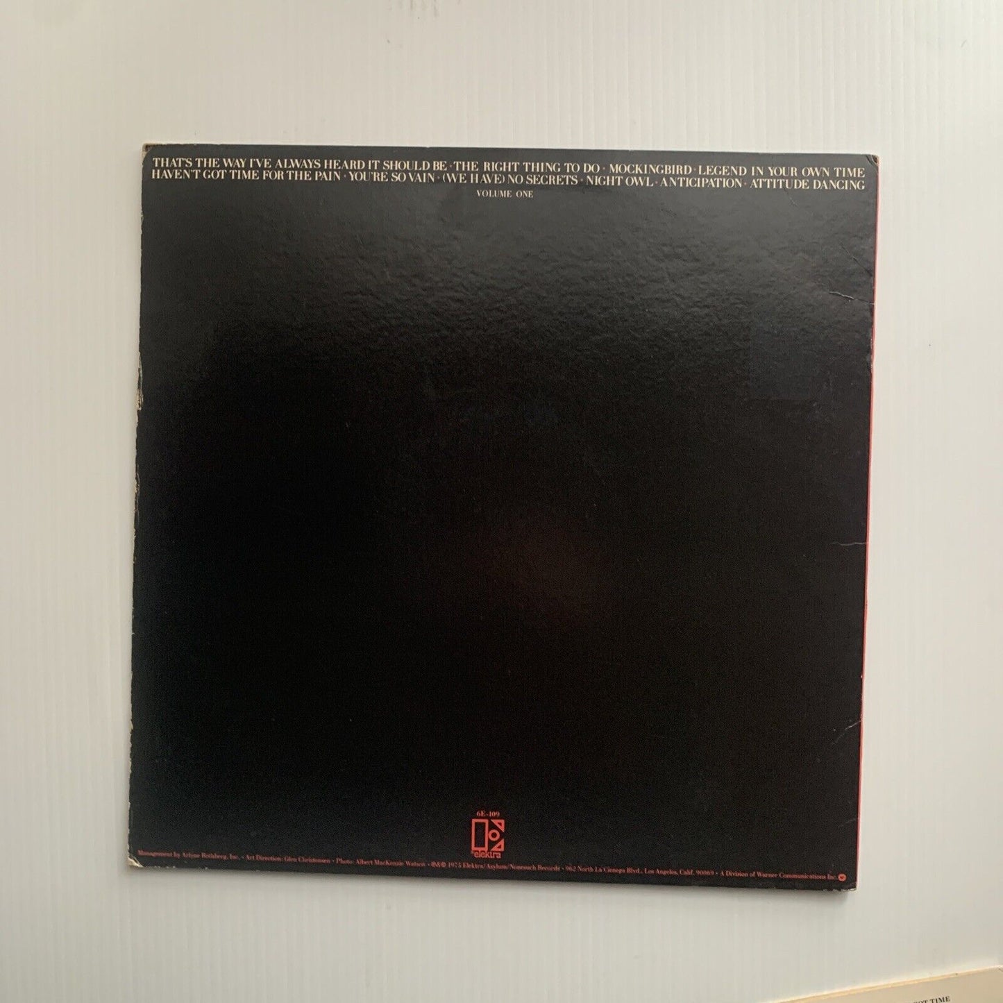 Vinyl LP BEST OF CARLY SIMON USA Record Elektra 1975 Sleeve Lyrics 1970 1975