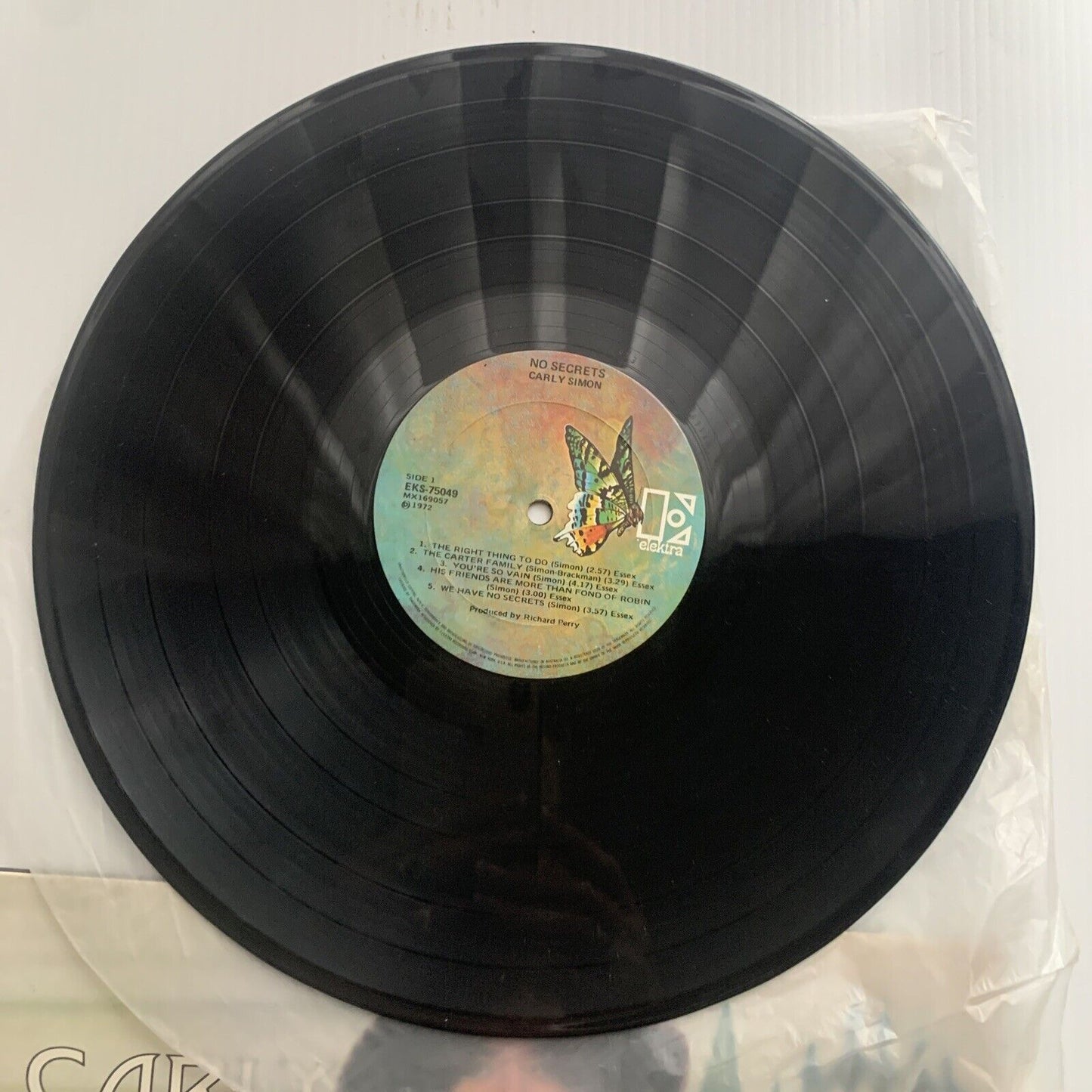 Vinyl LP NO SECRETS Carly Simon Record Music Album EKS 75049 1972 USA Promo