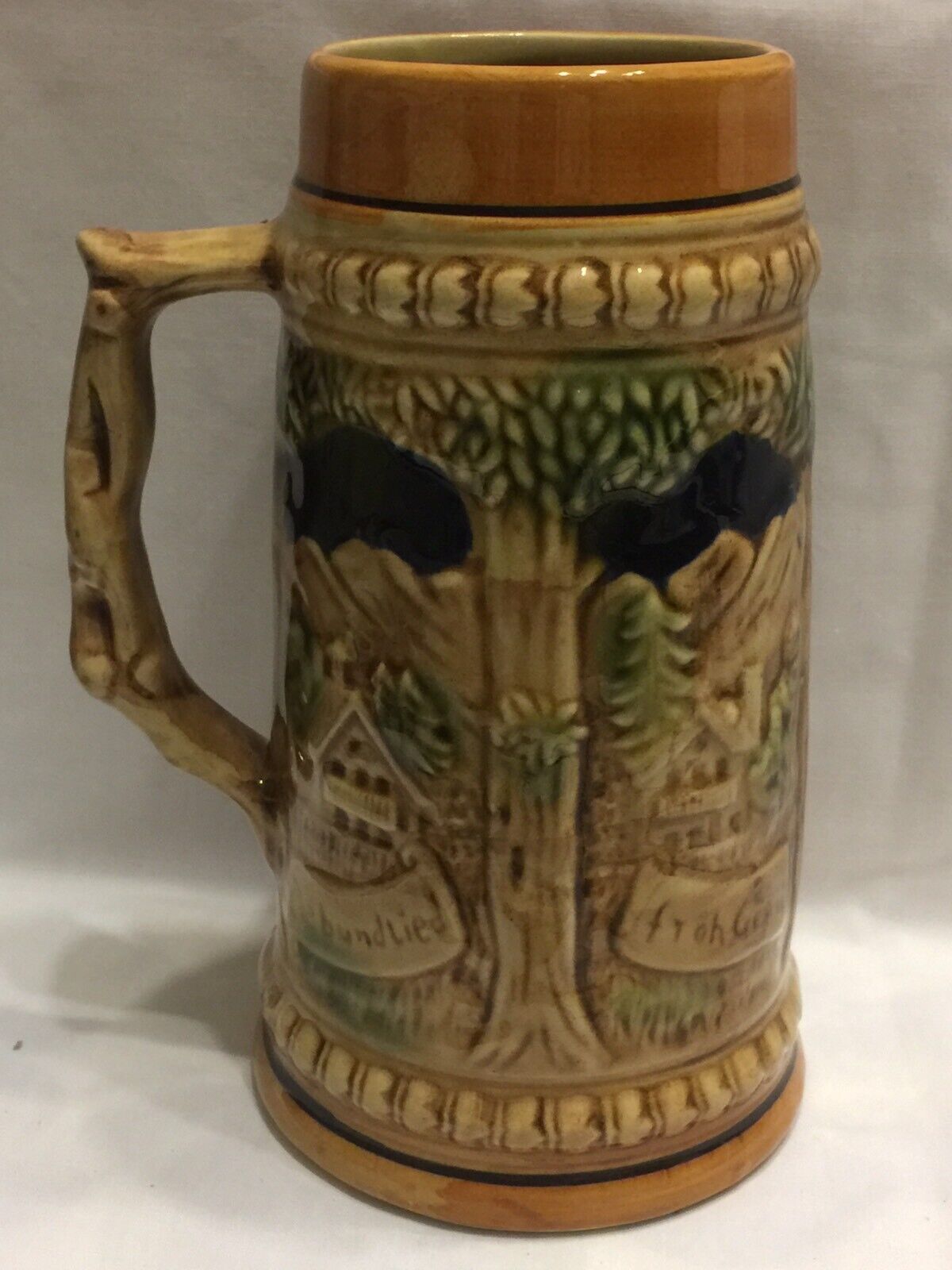 Vintage GRIZELLE JAPAN TANKARD 18cm Social Villagers Ceramic Beer Mug Handle