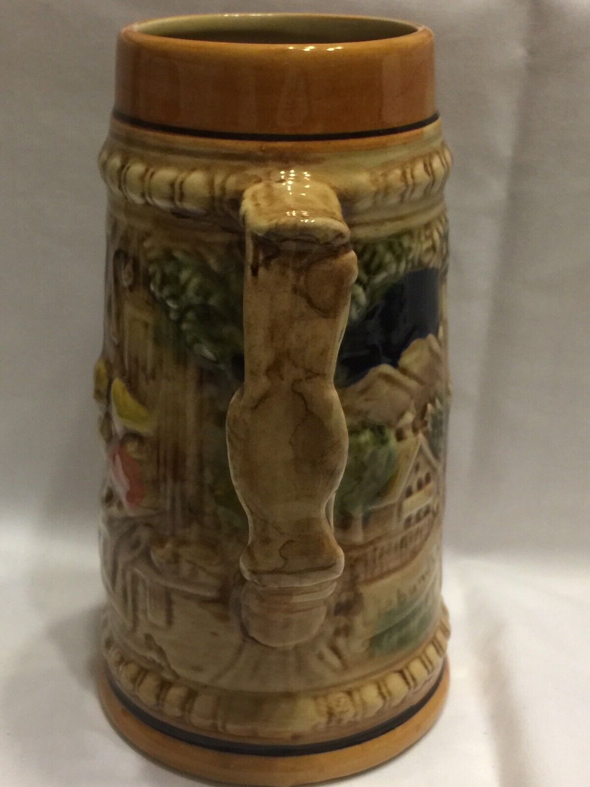 Vintage GRIZELLE JAPAN TANKARD 18cm Social Villagers Ceramic Beer Mug Handle