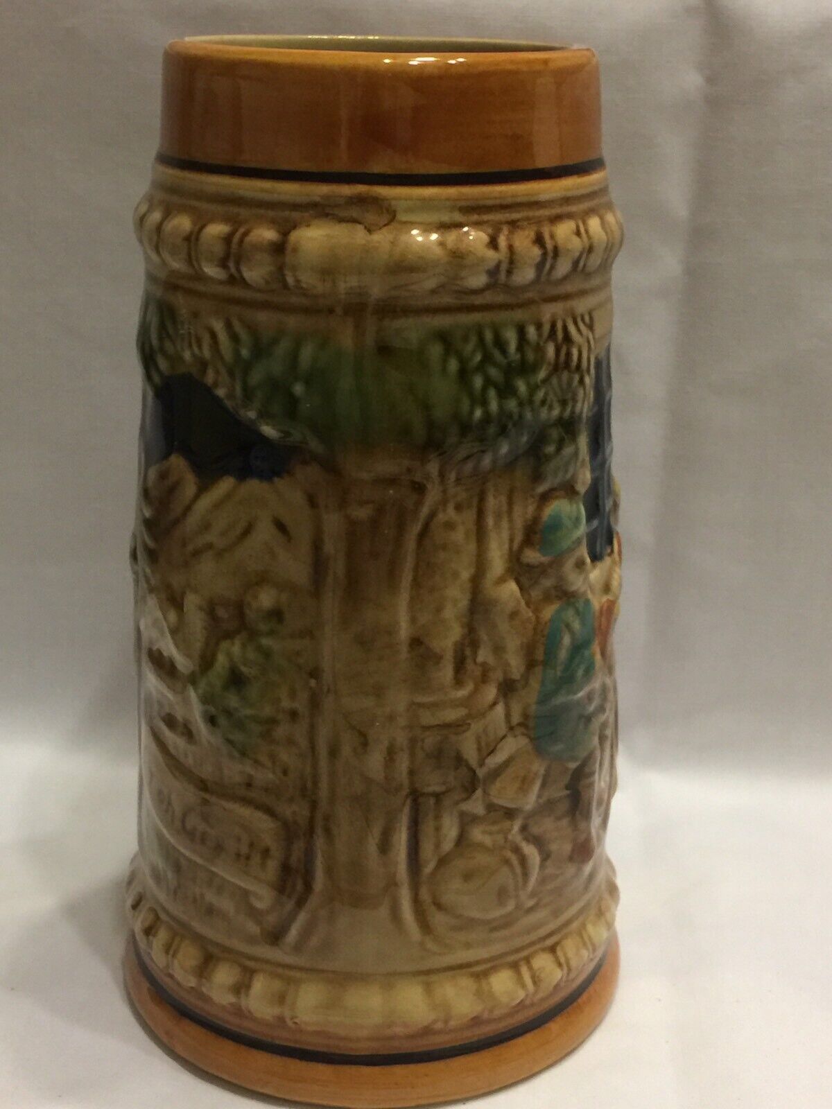 Vintage GRIZELLE JAPAN TANKARD 18cm Social Villagers Ceramic Beer Mug Handle