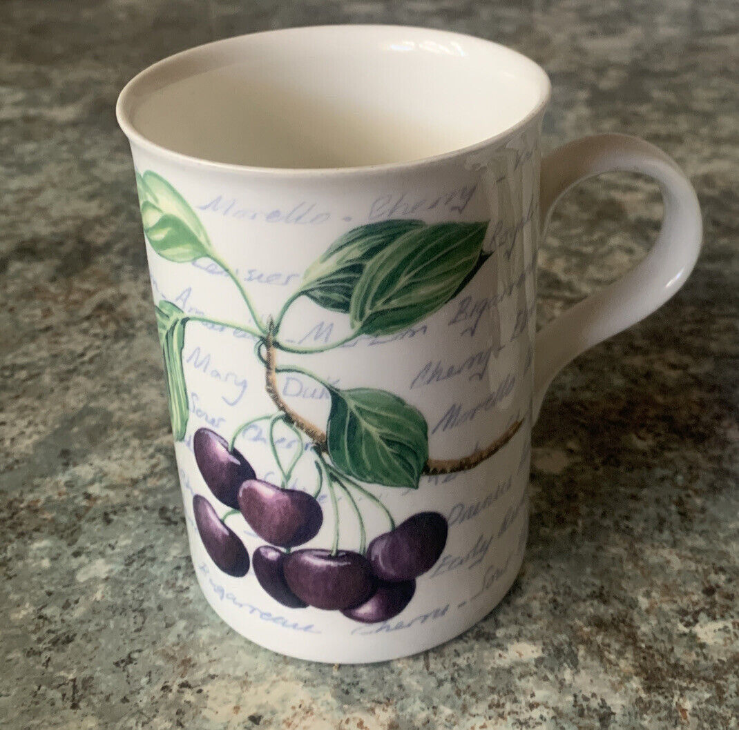 Mug x 1  CHERRY BLOSSOM White Coffee Tea Bone China India Handmade Decorated