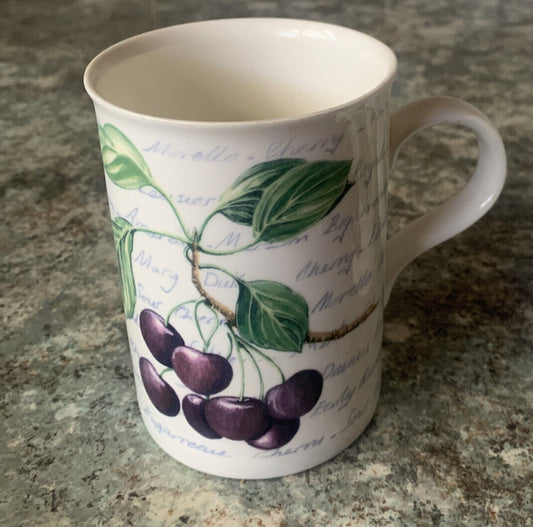 Mug x 1  CHERRY BLOSSOM White Coffee Tea Bone China India Handmade Decorated