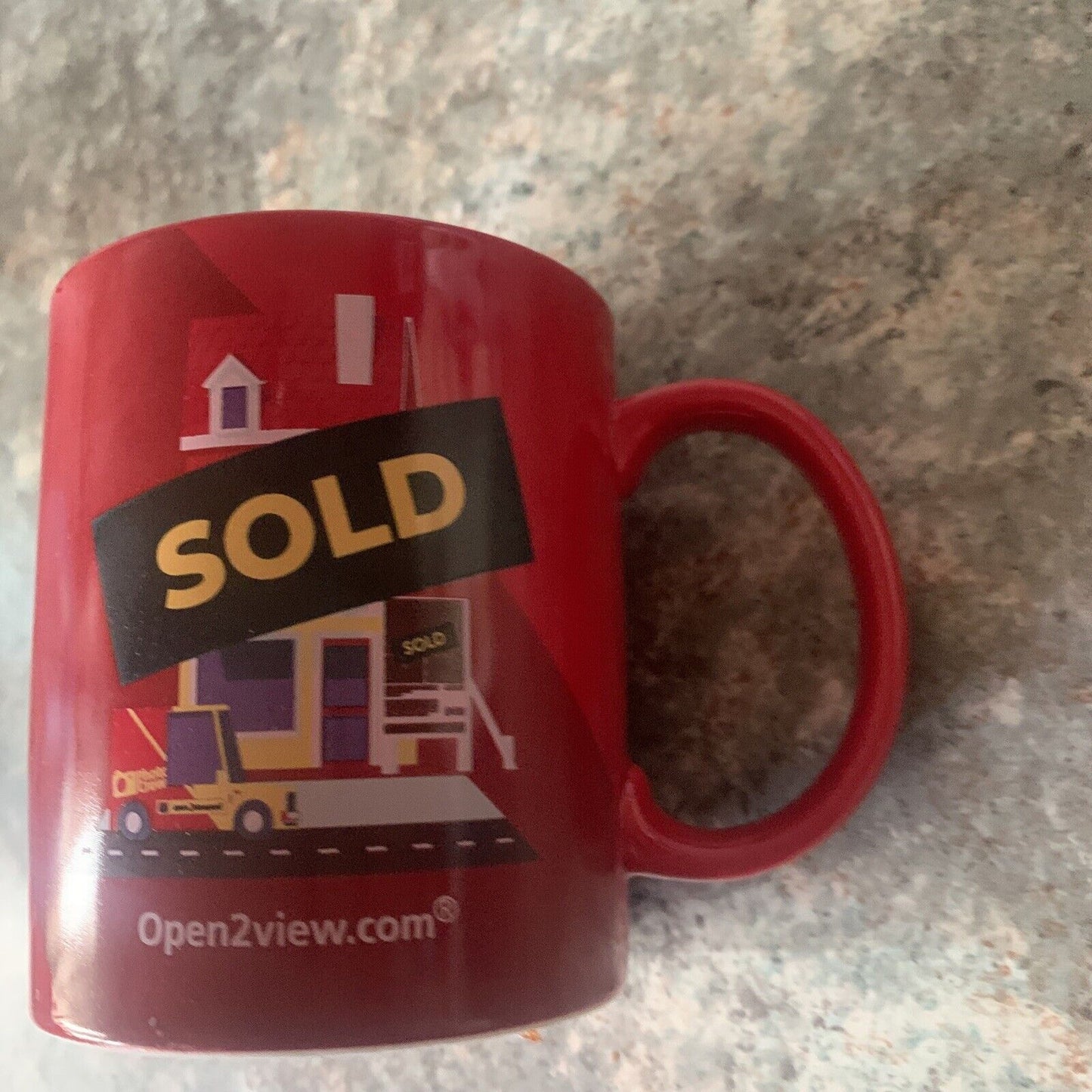 Coffee Mug Open2View.com SOLD Red Real Estate Agent Tea Cup Gift Motivation NEW