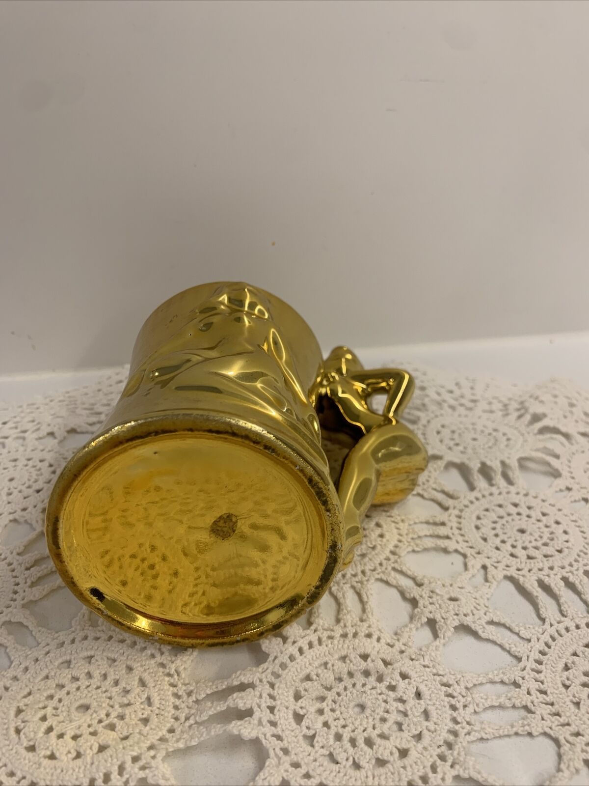 Gold Beer Mug Vintage Risqué  Ceramic Bombshell Lady c 1960s Burlesque Mancave