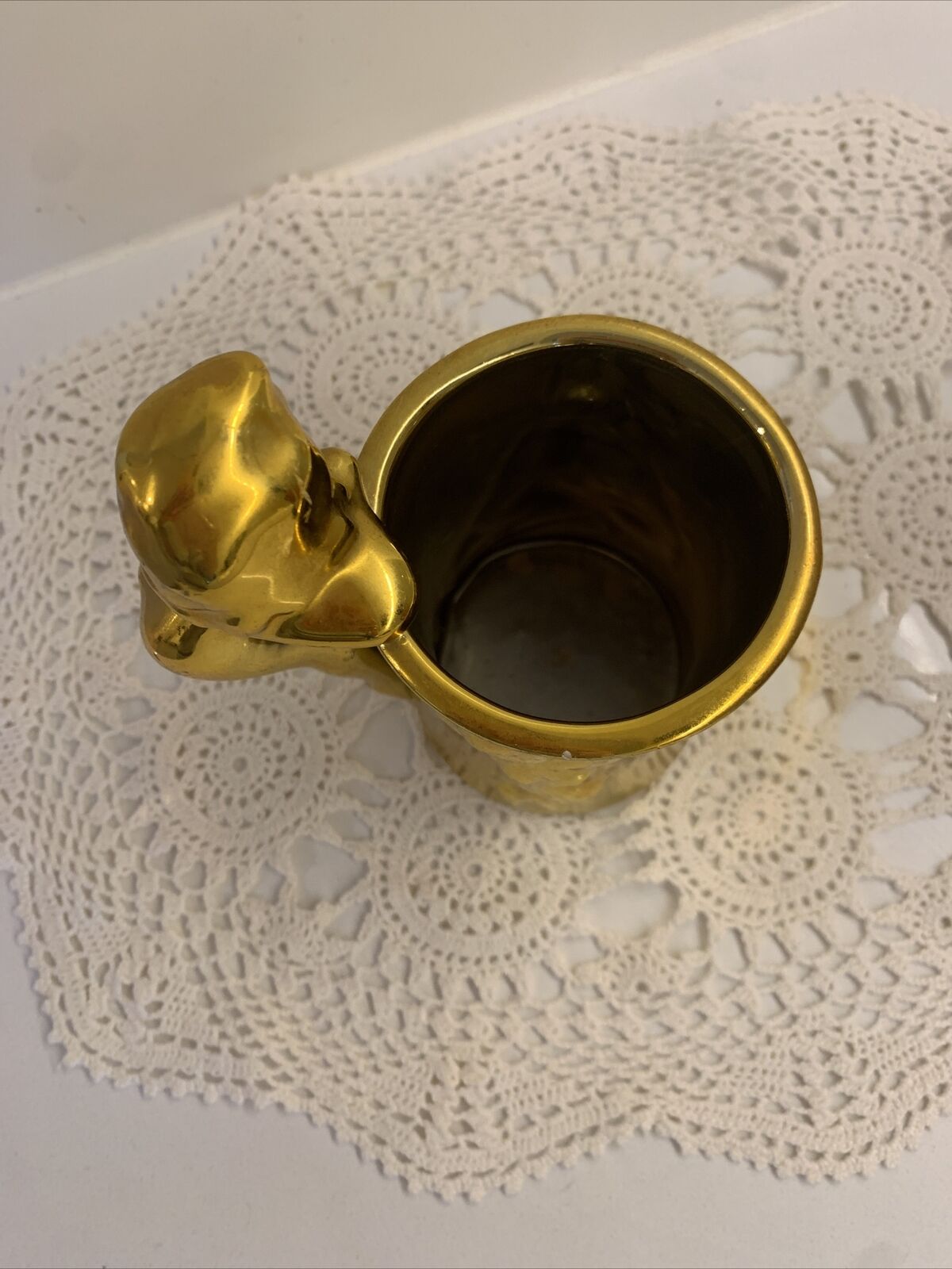Gold Beer Mug Vintage Risqué  Ceramic Bombshell Lady c 1960s Burlesque Mancave
