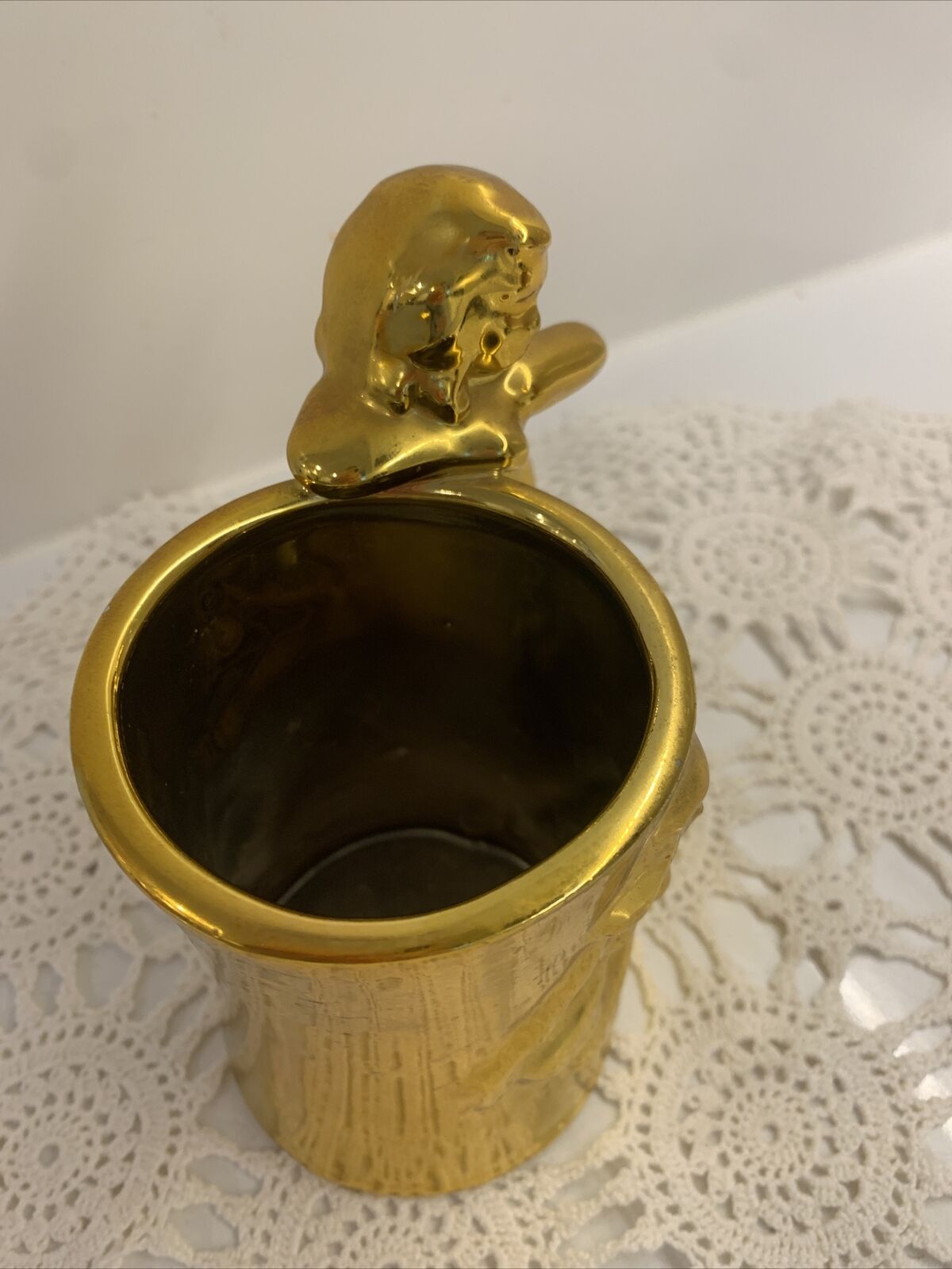 Gold Beer Mug Vintage Risqué  Ceramic Bombshell Lady c 1960s Burlesque Mancave