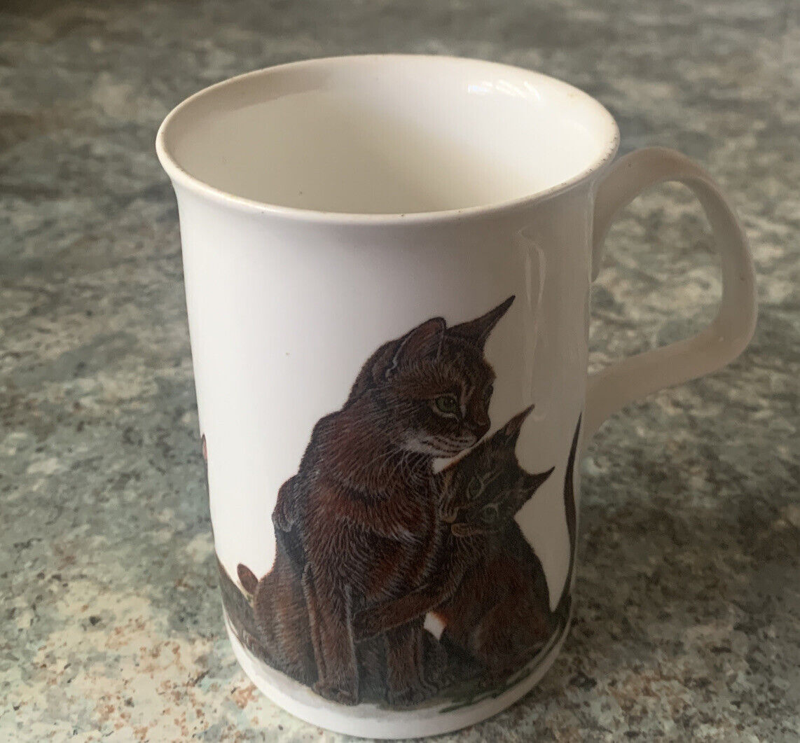 Mug 2x ROY KIRKHAM Cat Lovers 1990 Coffee or Tea Cup Bone China England Vintage