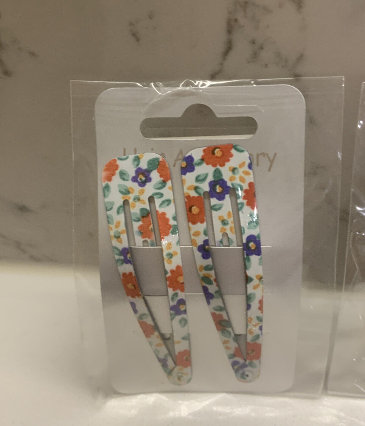 HAIR CLIP X 6 Bendy Metal Snap Slide Close Hairpin 70mm Floral Girls Kids #2 NEW