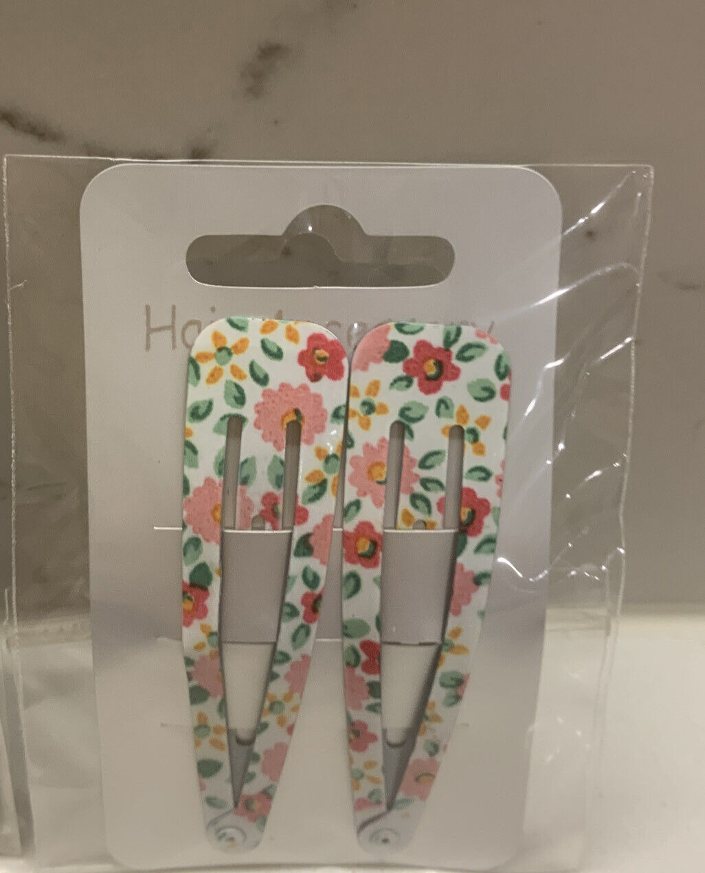 HAIR CLIP X 6 Bendy Metal Snap Slide Close Hairpin 70mm Floral Girls Kids #2 NEW