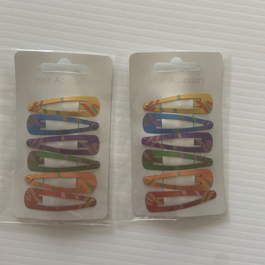 HAIR CLIP X 6 Bendy Metal Snap Slide Close Hairpin 70mm Floral Girl Kids #2 New