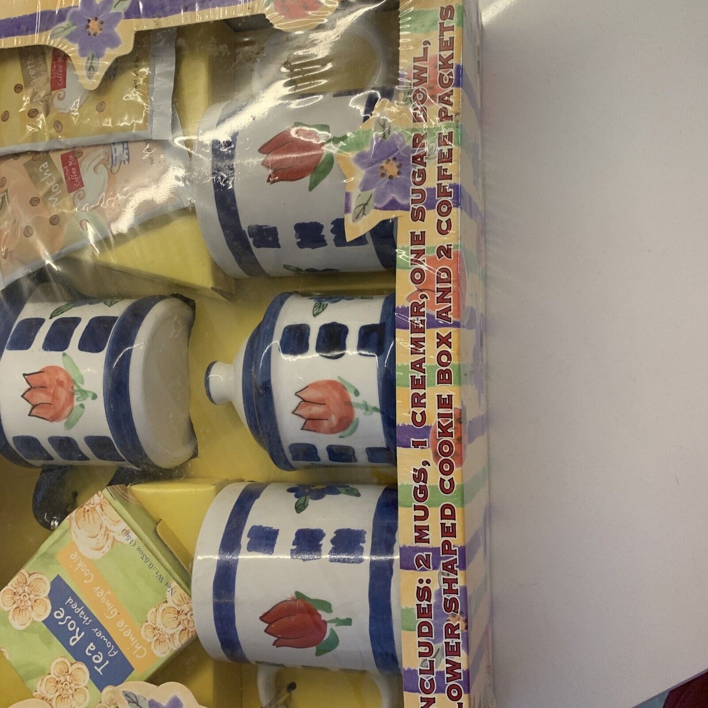 COFFEE Break Set w 2 Mugs Creamer Sugar Bowl Cookie Box Set Sealed 1999 NEW