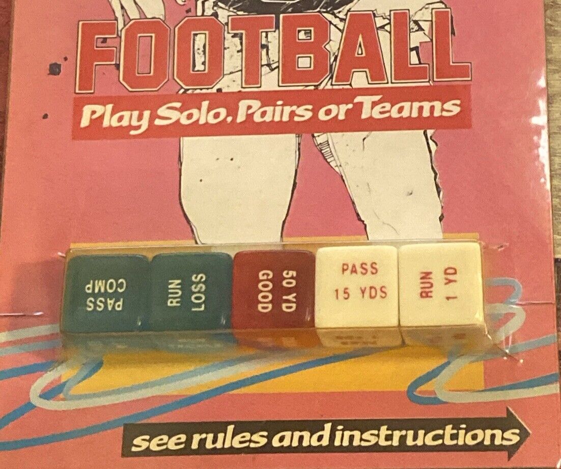 SPORTZDICE Football 5 Dice Set Game by Tevele 1986 Vintage Sealed NEW
