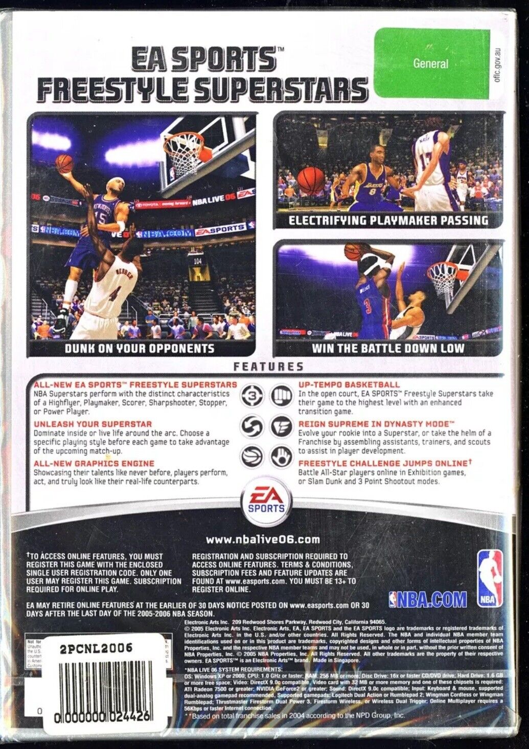 PC Game NBA Live 06 EA Sports Vintage 2005 Win XP 2 Disc + Manual Fat Case