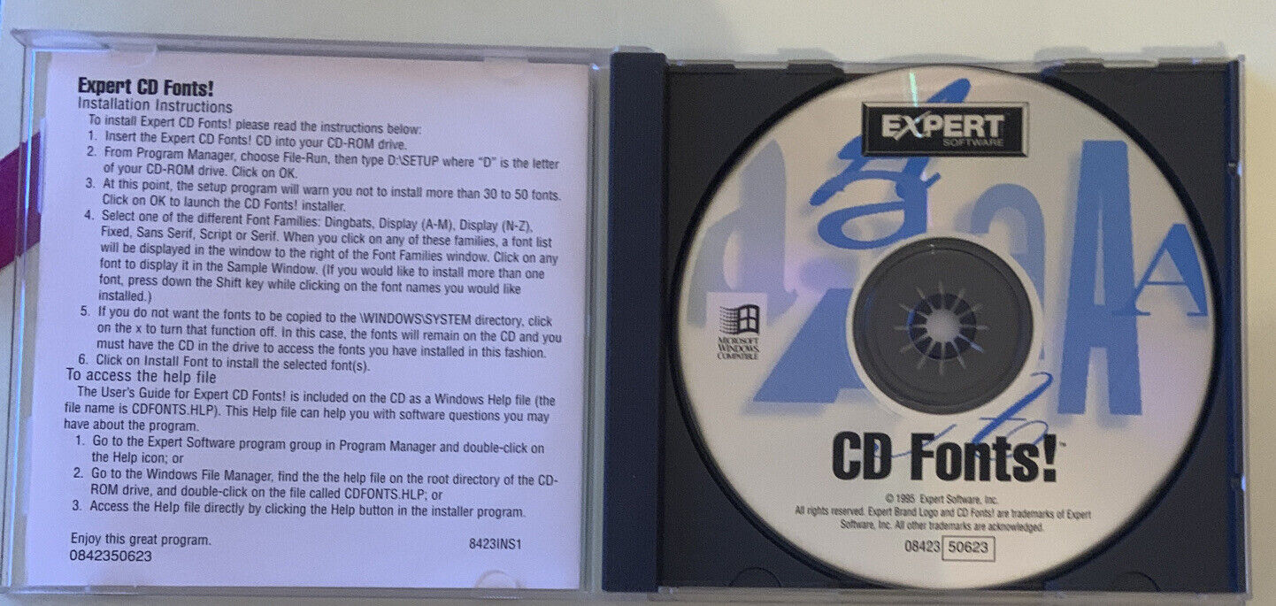 PC CD Rom EXPERT CD Fonts 1500 True Type & Postscript Type 1 Fonts