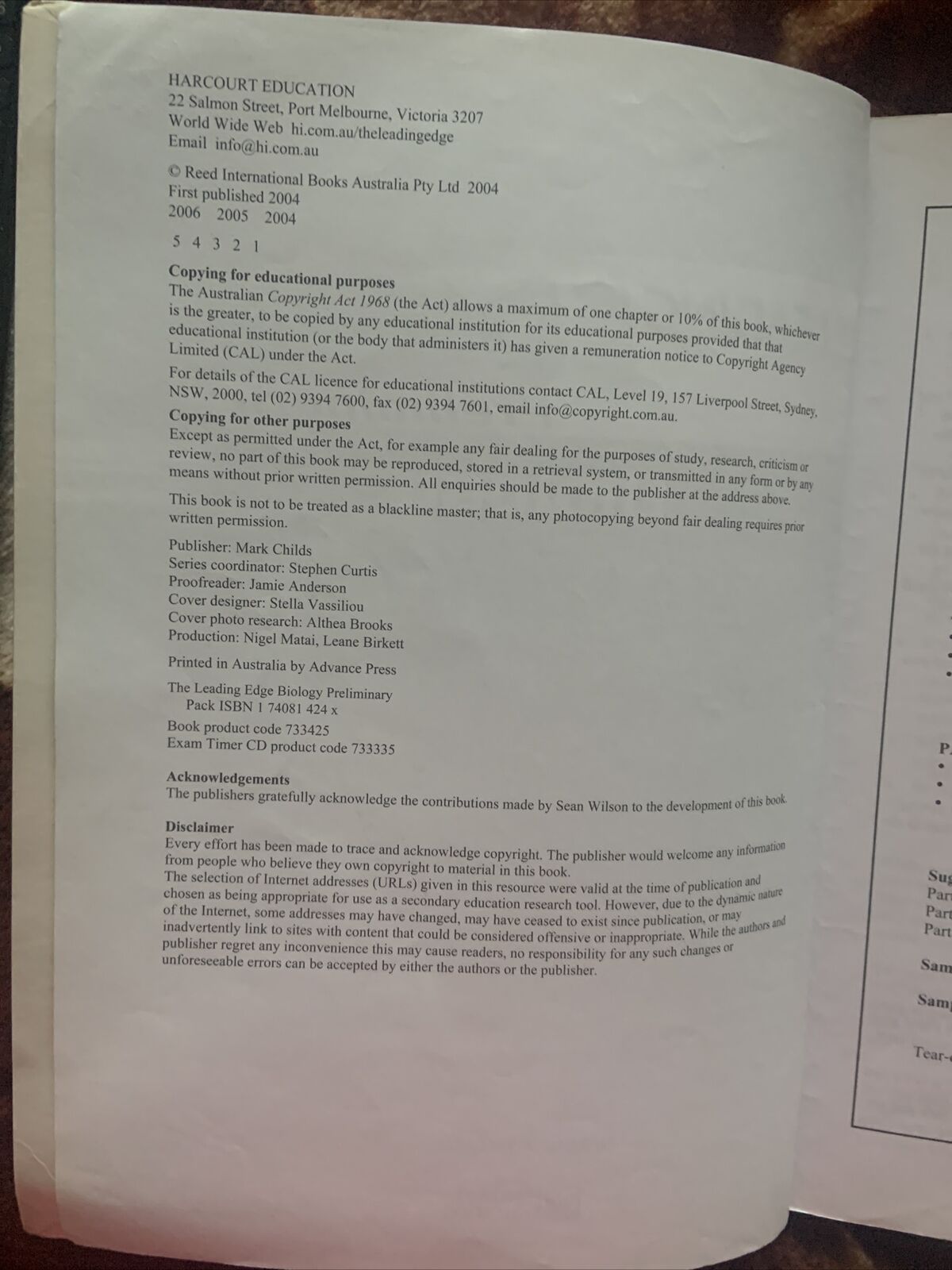PC CD Rom THE LEADING EDGE HSC Biology by Harcourt Education Lg PB 2004 Windows