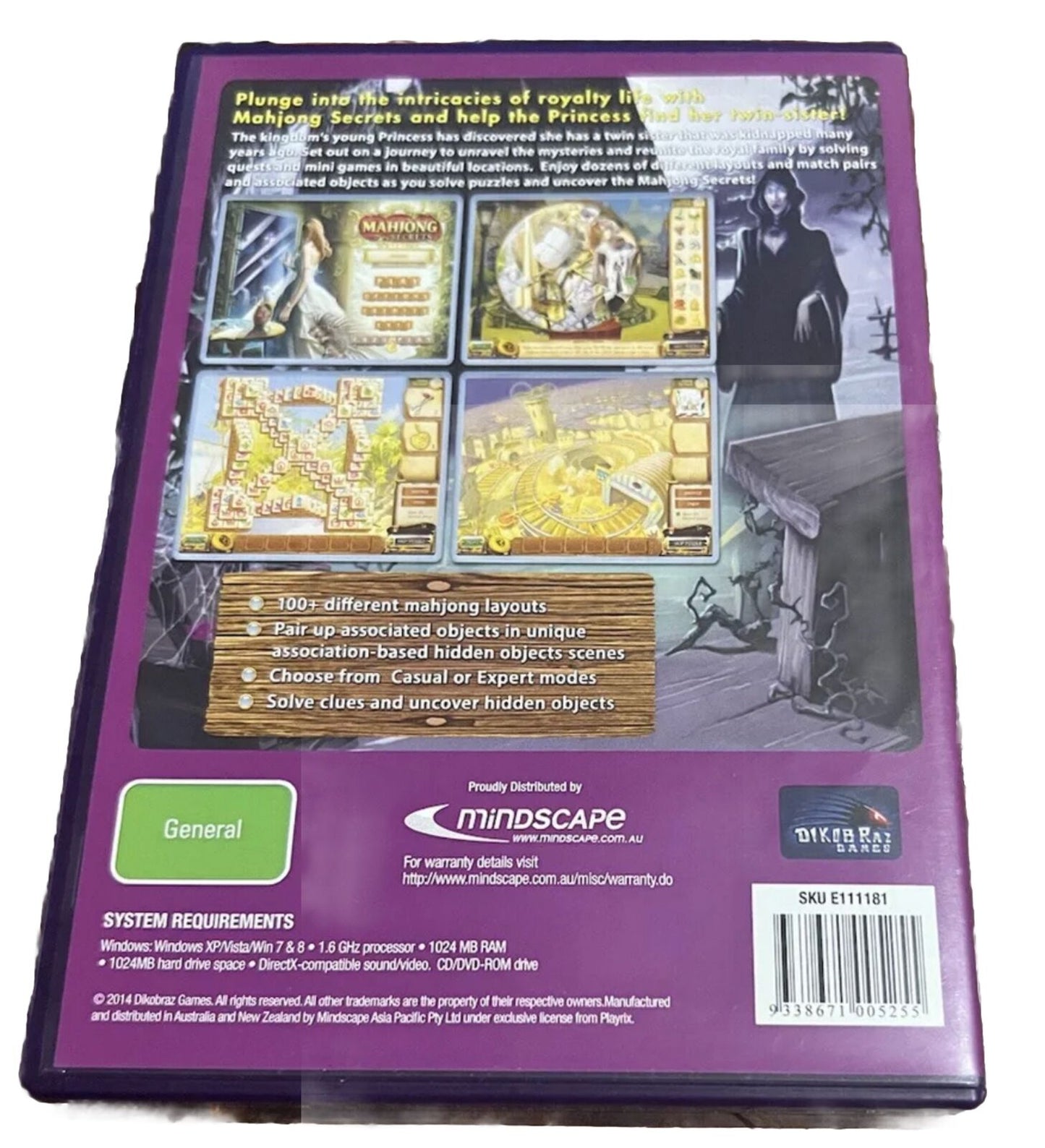 PC Game MAHJONG SECRETS 100+ Layouts Windows PC Mah Jong CD XP Vista 7 8 Disc
