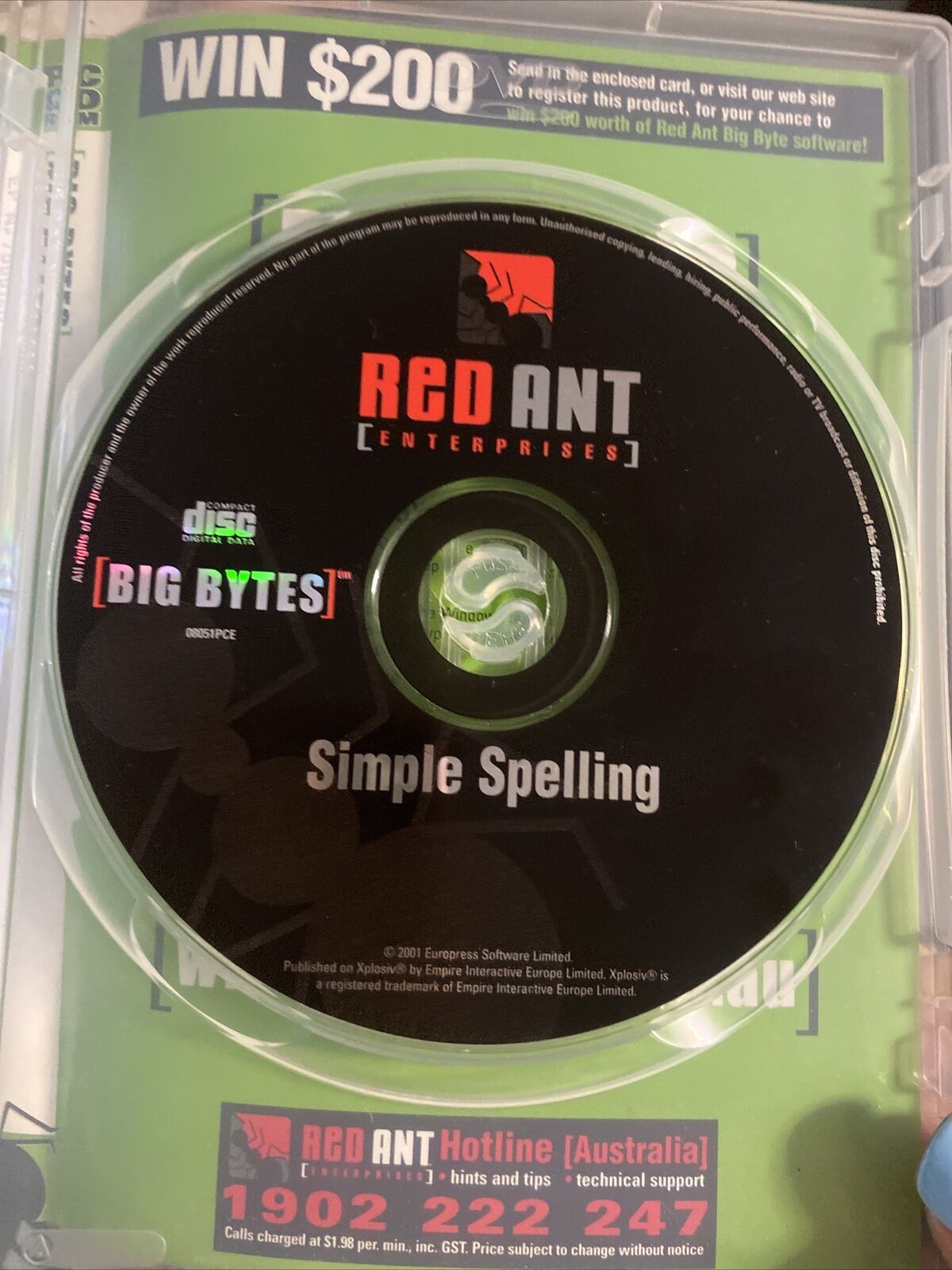 PC CD Rom RED ANT Simple SPELLING 4 6yrs BIG BYTES Education Windows 3.1/95 2001