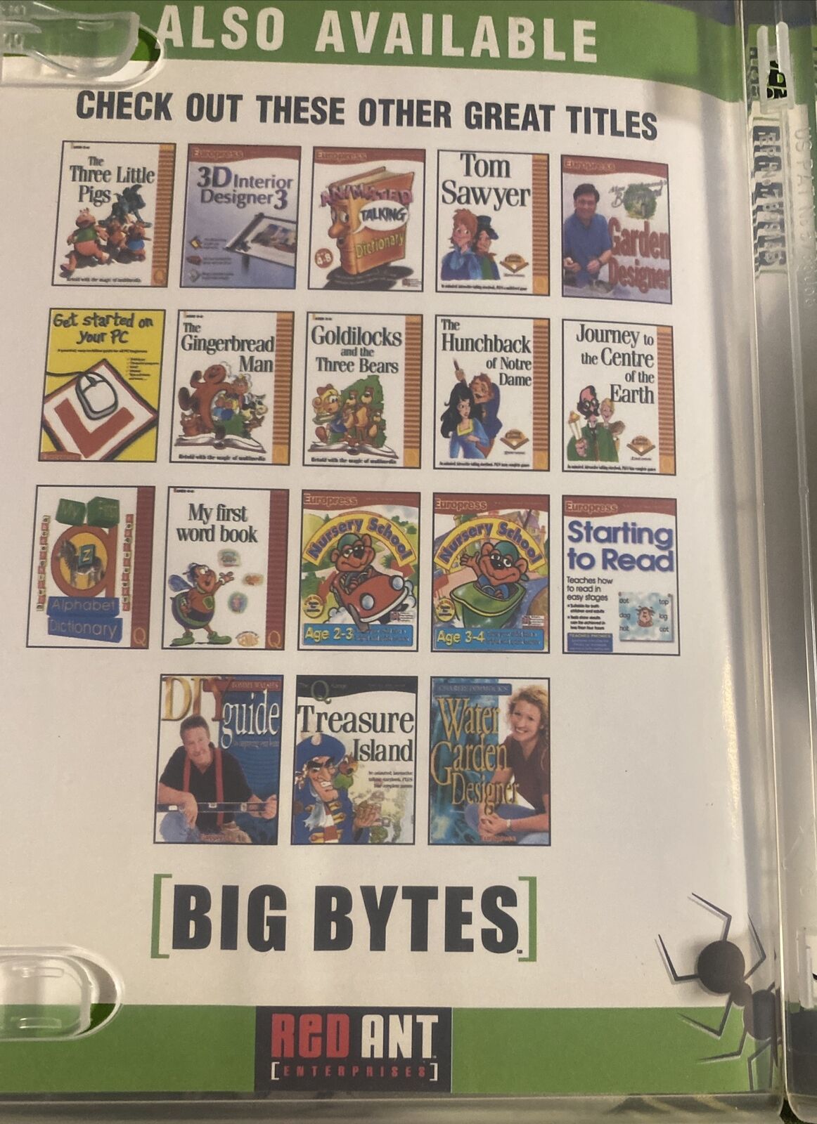PC CD Rom RED ANT Simple SPELLING 4 6yrs BIG BYTES Education Windows 3.1/95 2001