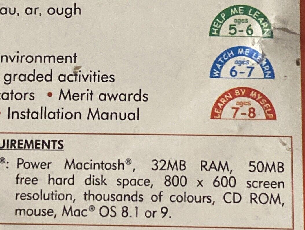 PC CD RomLEARN TO READ & SPELL Phonics 2 Ages 5 8 Educational WIN MAC Game 2003