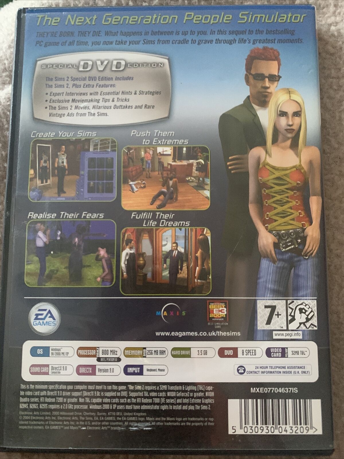 PC DVD ROM THE SIMS  2 WindowsGame 2004 EA GAME With Manual Animated