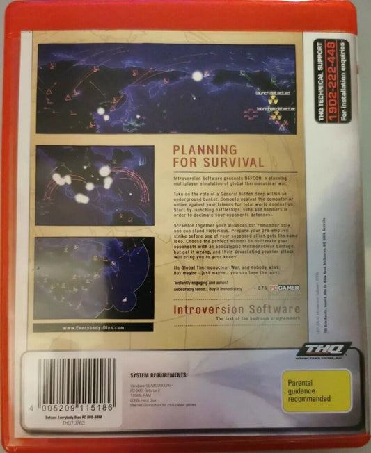PC DVD Rom DEFCON Everybody Dies for Windows THQ Gamer's Choice Fat Case