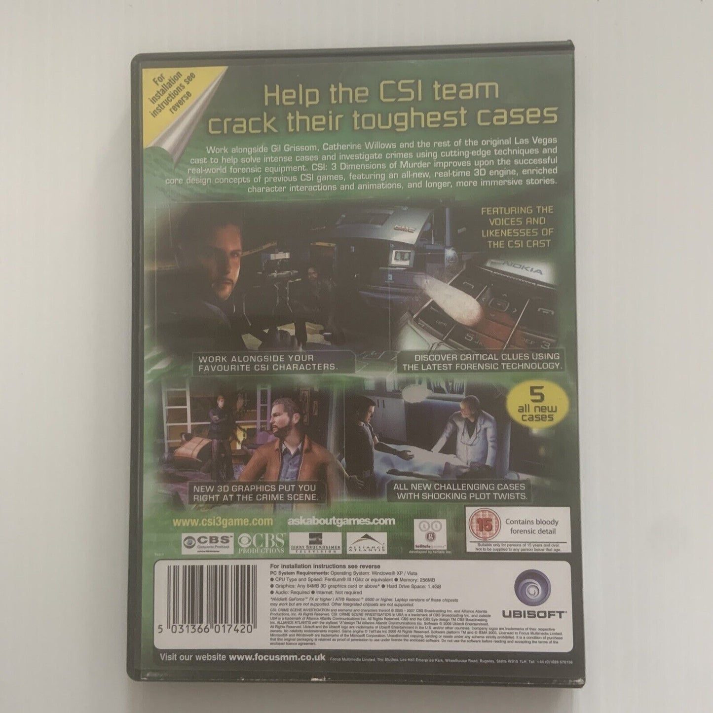 PC DVD ROM CSI Crime Scene Investigation 3 Dimensions Of Murder Booklet  & Disc