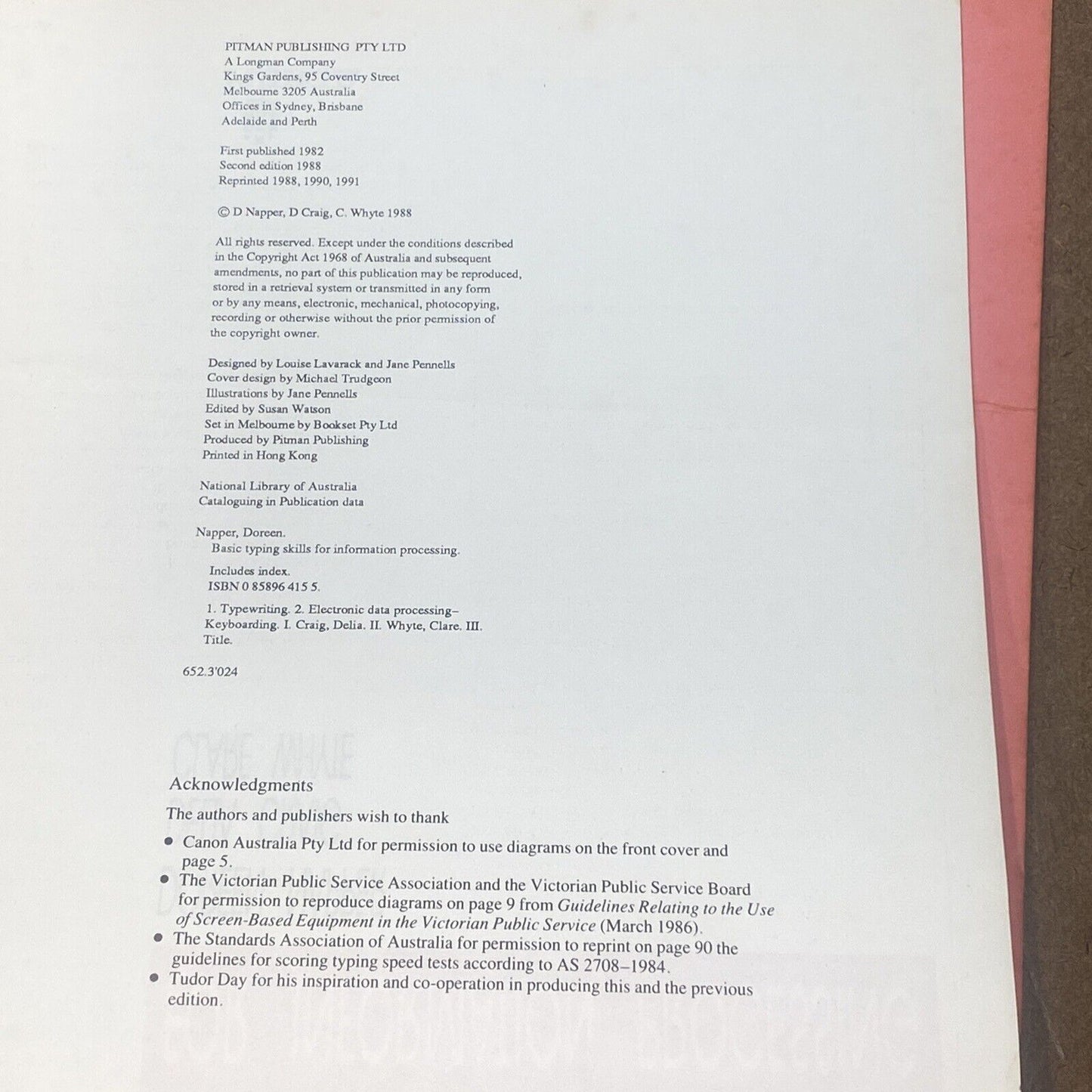 Basic Typing Skills for Information Processing D Napper D Craig C Whyte NotePad