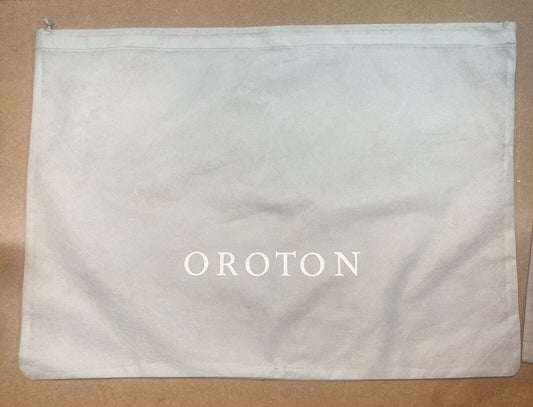 OROTON Grey Fabric Drawstring Bag Dust Cover Logo 55x40cm Small Holes See Pics