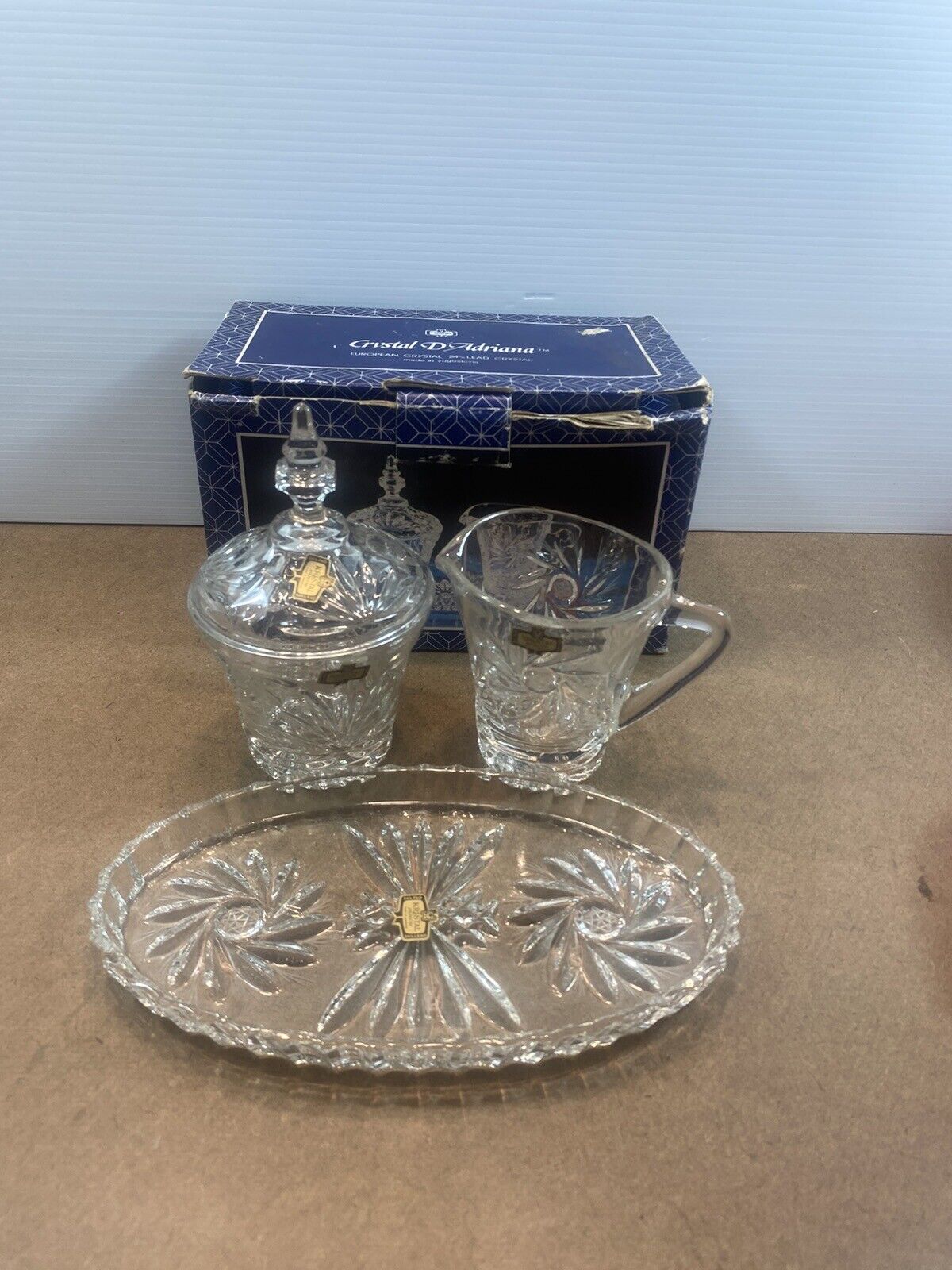 Crystal D'Adriana 24% Lead Crystal No 3536 Milk Sugar Cookie Tray Yugoslavia NEW