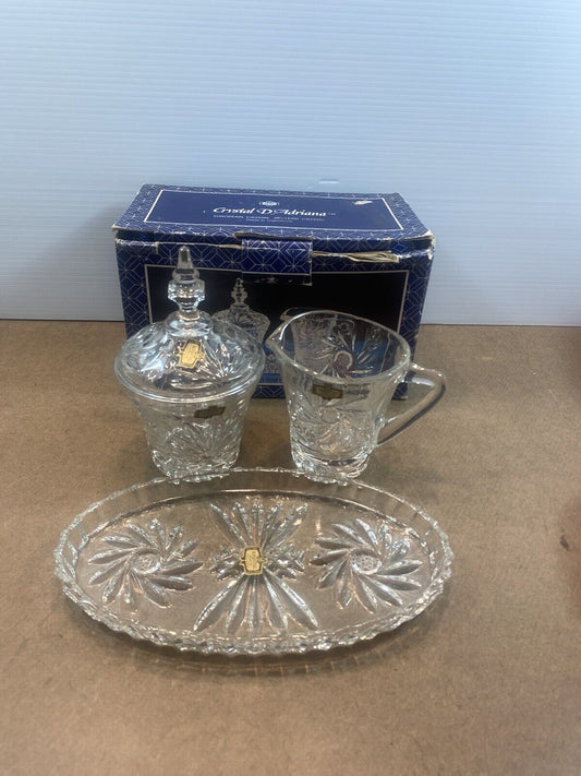 Crystal D'Adriana 24% Lead Crystal No 3536 Milk Sugar Cookie Tray Yugoslavia NEW