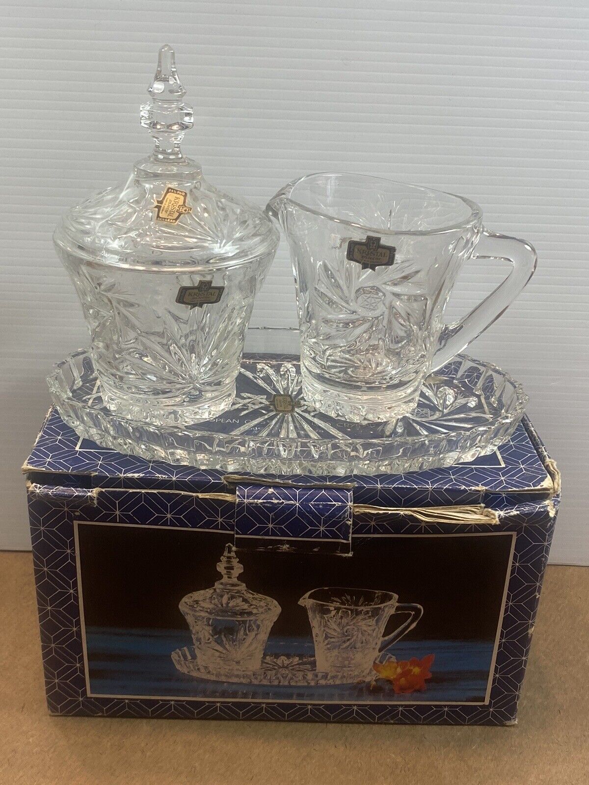 Crystal D'Adriana 24% Lead Crystal No 3536 Milk Sugar Cookie Tray Yugoslavia NEW