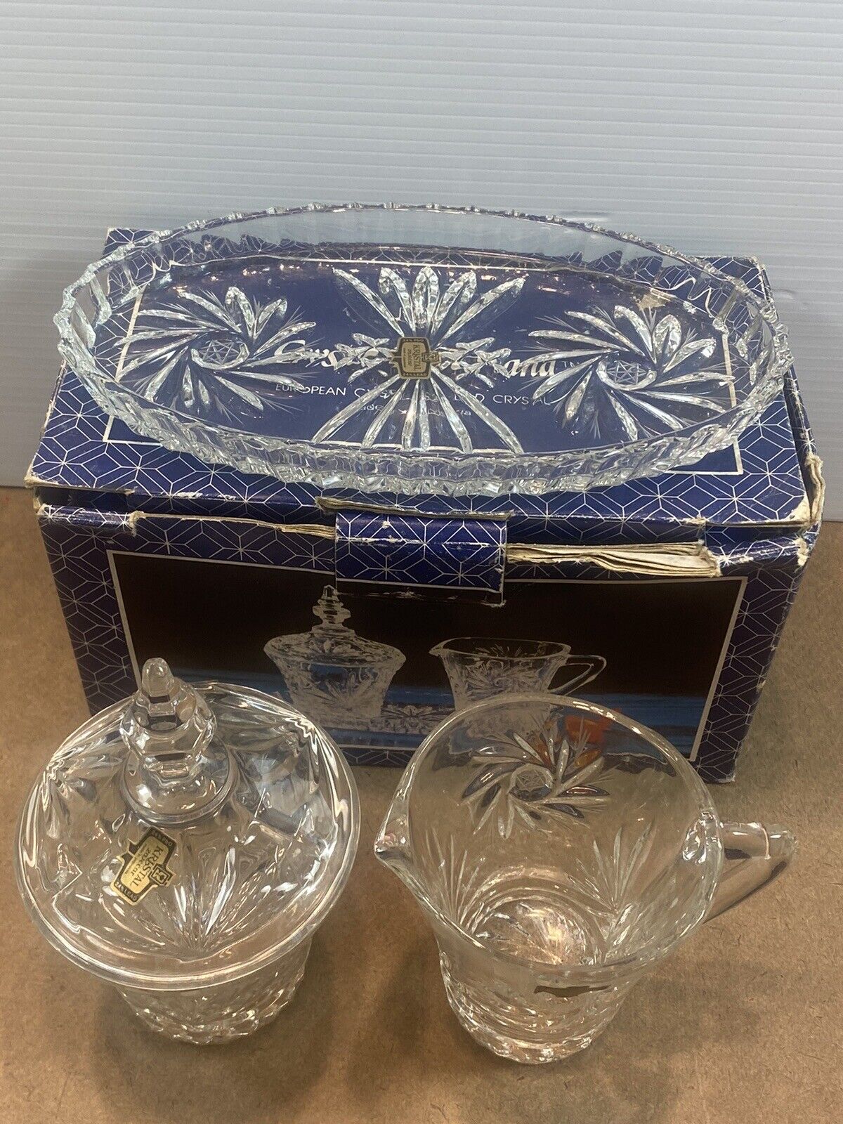 Crystal D'Adriana 24% Lead Crystal No 3536 Milk Sugar Cookie Tray Yugoslavia NEW